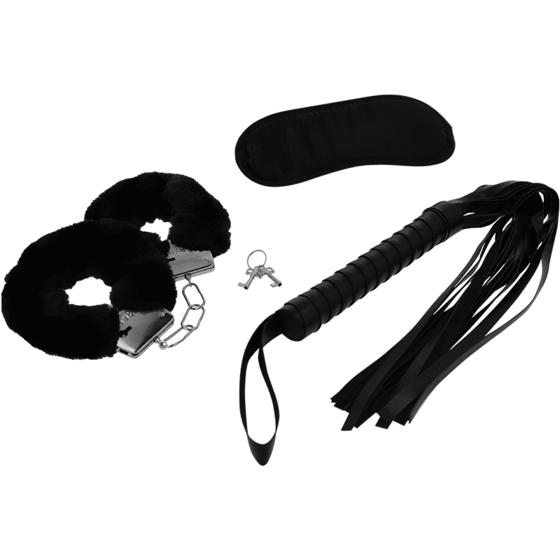INTENSE FETISH – PLAYSET ÉROTIQUE 1 AVEC MENOTTES, MASQUE AVEUGLE ET FLOGGER