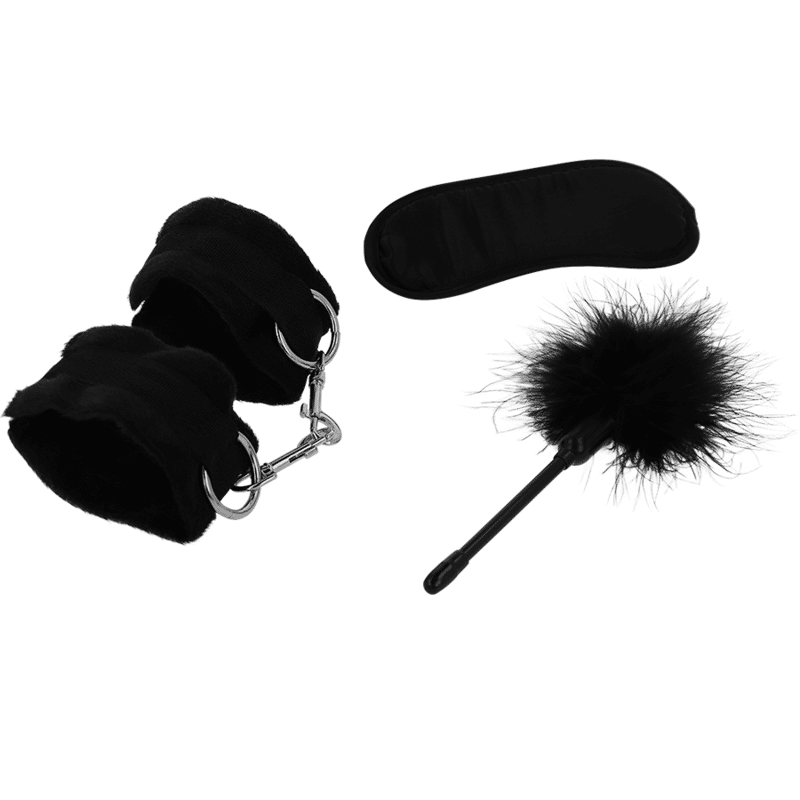 INTENSE FETISH – PLAYSET ÉROTIQUE 2 AVEC MENOTTES, MASQUE AVEUGLE ET TICKLER