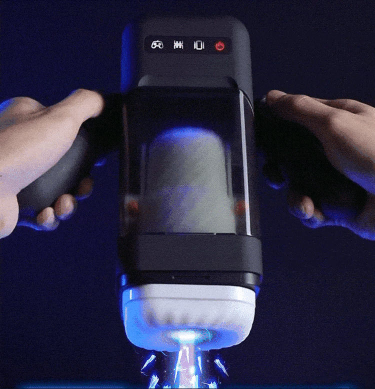 GAME CUP – MASTURBATEUR À VIBRATION DE POUSSÉE AVEC FONCTION CHAUFFANTE ET SUPPORT MOBILE – NOIR