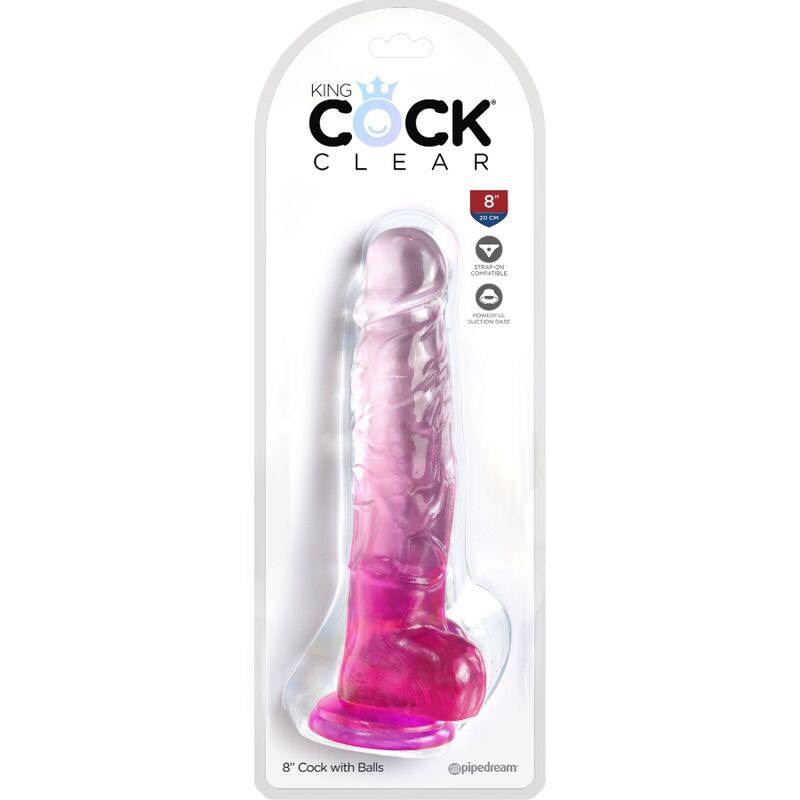 KING COCK – CLEAR PÉNIS RÉALISTE AVEC BOULES 16.5 CM ROSE