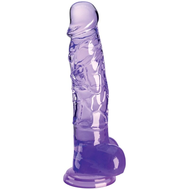 KING COCK – CLEAR PÉNIS RÉALISTE AVEC BOULES 16.5 CM VIOLET
