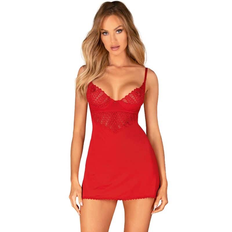 OBSESSIVE – CHEMISE  TANGA INGRIDIA ROUGE XS/S
