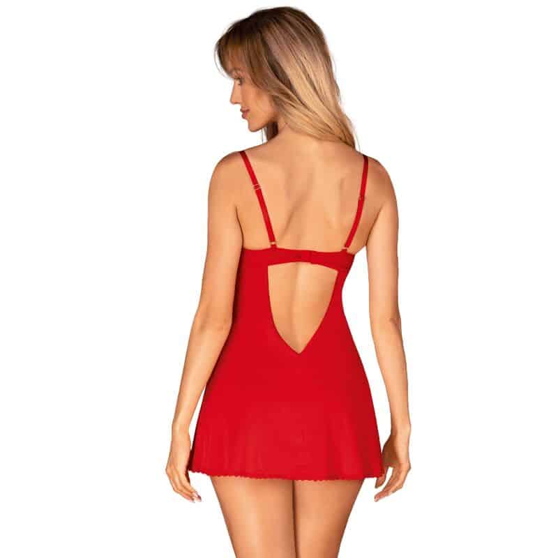 OBSESSIVE – CHEMISE  TANGA INGRIDIA ROUGE XS/S