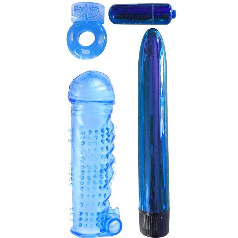 CLASSIX – KIT POUR COUPLES AVEC ANNEAU, GAINE ET BALLES BLEUES