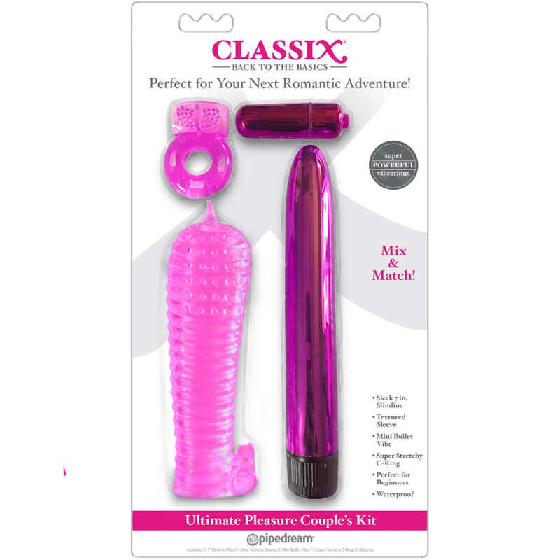 CLASSIX – KIT POUR COUPLES AVEC ANNEAU, GAINE ET BALLES ROSE