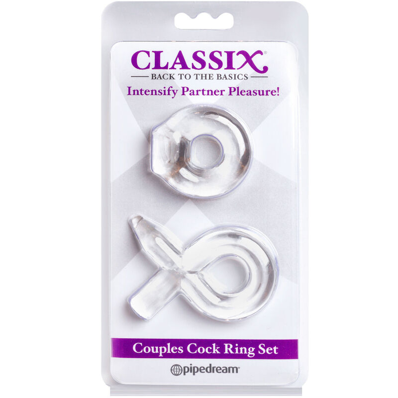 CLASSIX – ENSEMBLE POUR COUPLES 2 ANNEAUX PÉNIS TRANSPARENTS