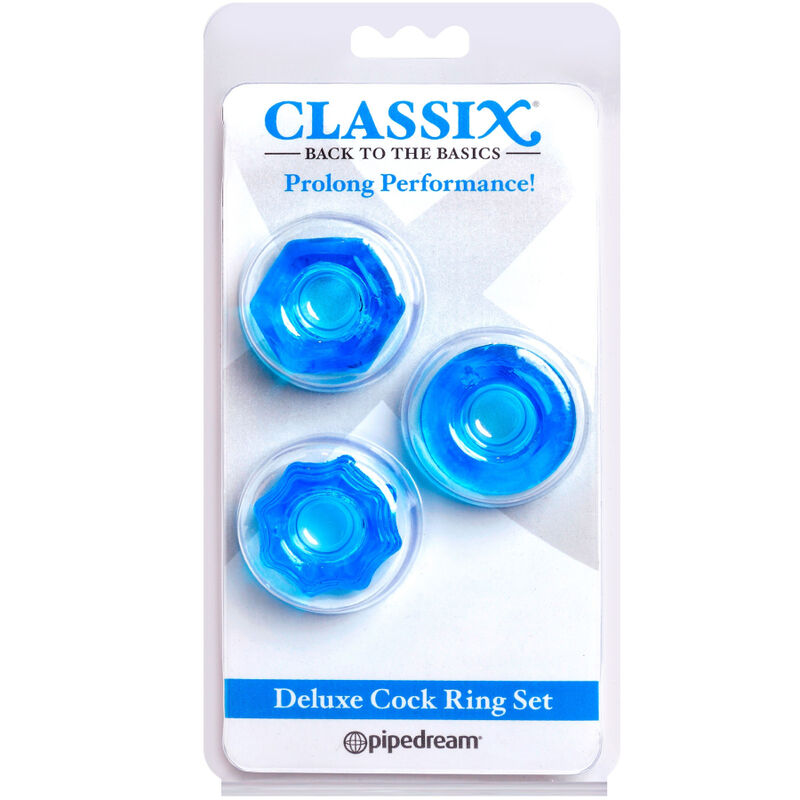 CLASSIX – LOT DE 3 ANNEAUX PÉNIS BLEU