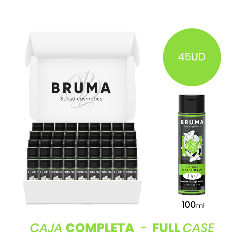 MOQ 45 – BRUMA HUILE DE MASSAGE PREMIUM EFFET CHALEUR SAVEUR DE PASTÈQUE 3 EN 1 – 100 ML