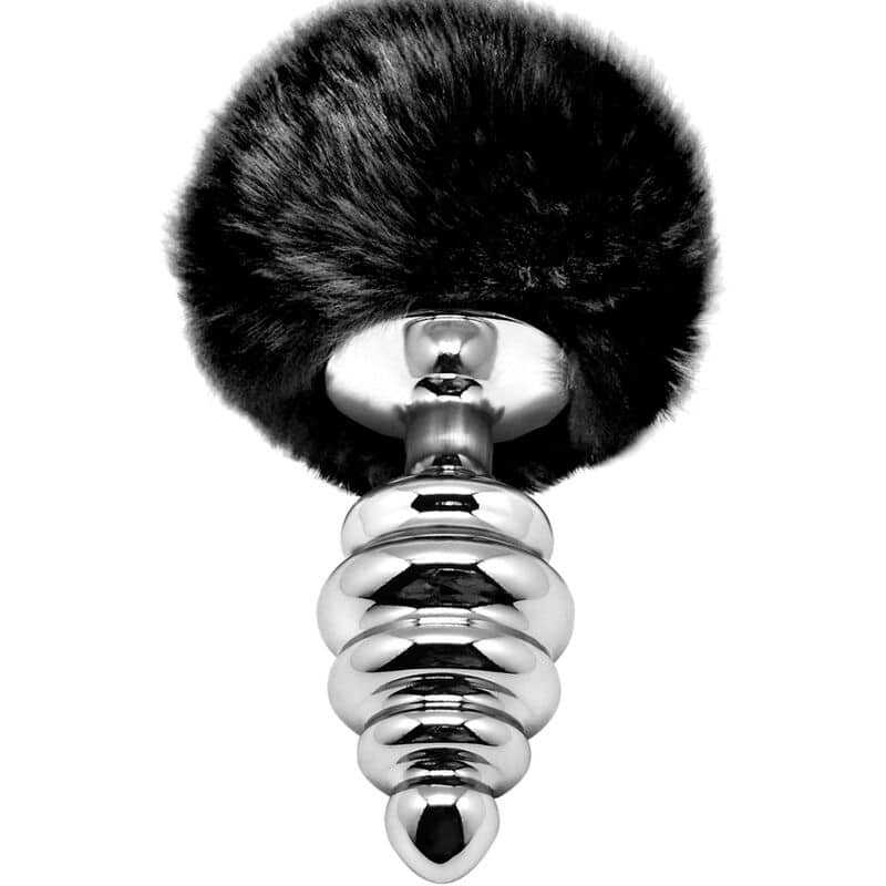ALIVE – PLUG DE PLAISIR ANAL SPIRAL METAL FLUFFY NOIR TAILLE S