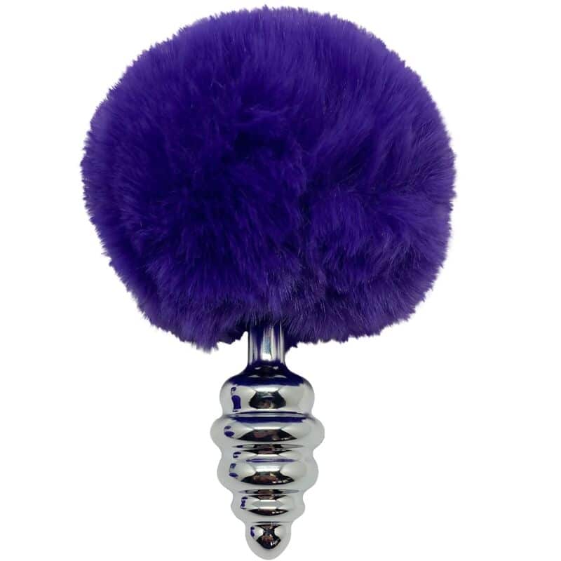 ALIVE – PLUG DE PLAISIR ANAL SPIRAL METAL FLUFFY VIOLET FONCÉ TAILLE L