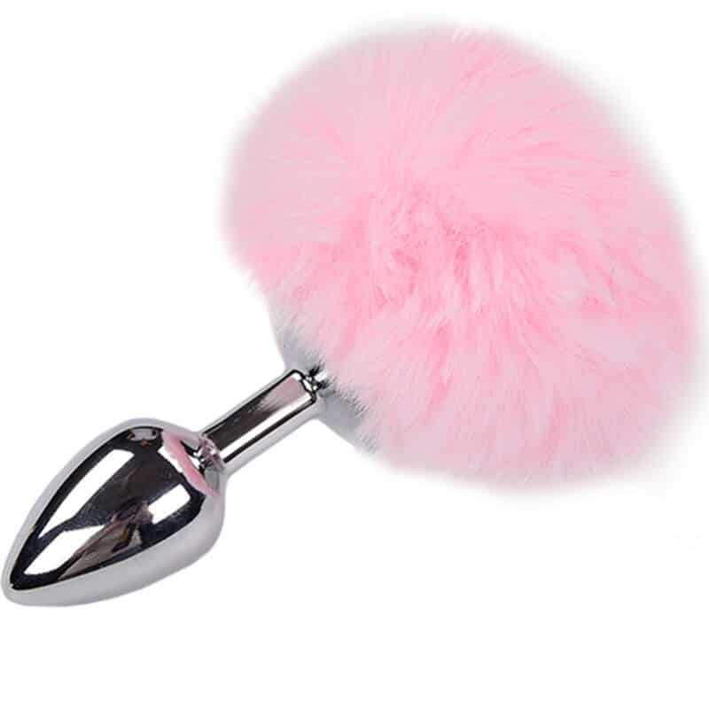 ALIVE – PLUG DE PLAISIR ANAL LISSE MÉTAL FLUFFY ROSE TAILLE M