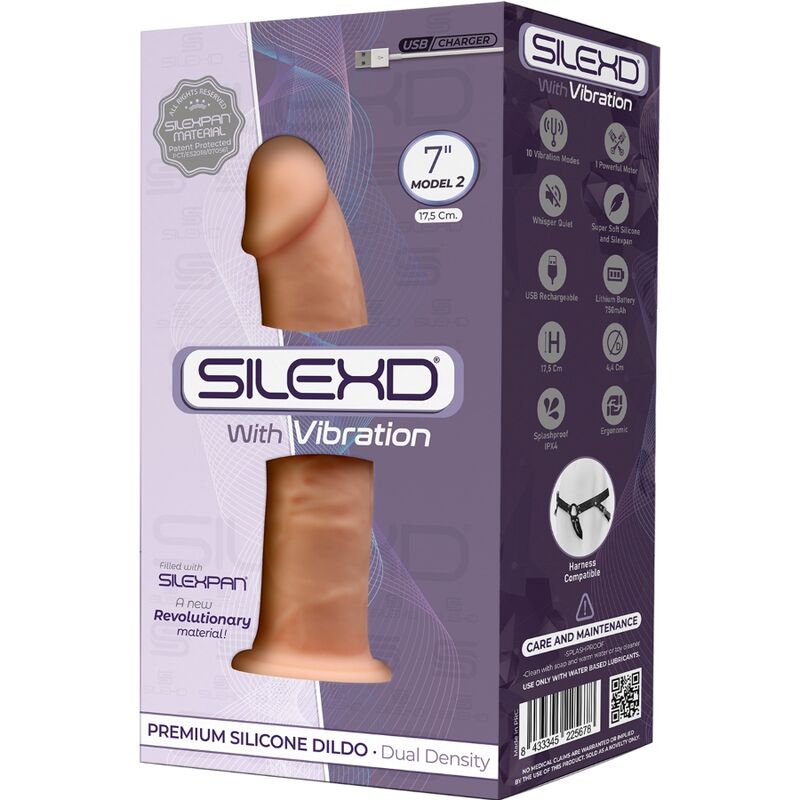 SILEXD – MODÈLE 1 VIBRATEUR PÉNIS RÉALISTE SILICONE PREMIUM SILEXPAN 17.5 CM