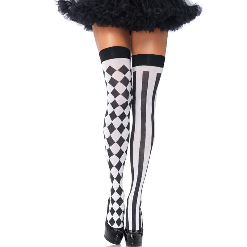 LEG AVENUE – CHAUSSETTES HAUTE ARLEQUIN NOIR/BLANC
