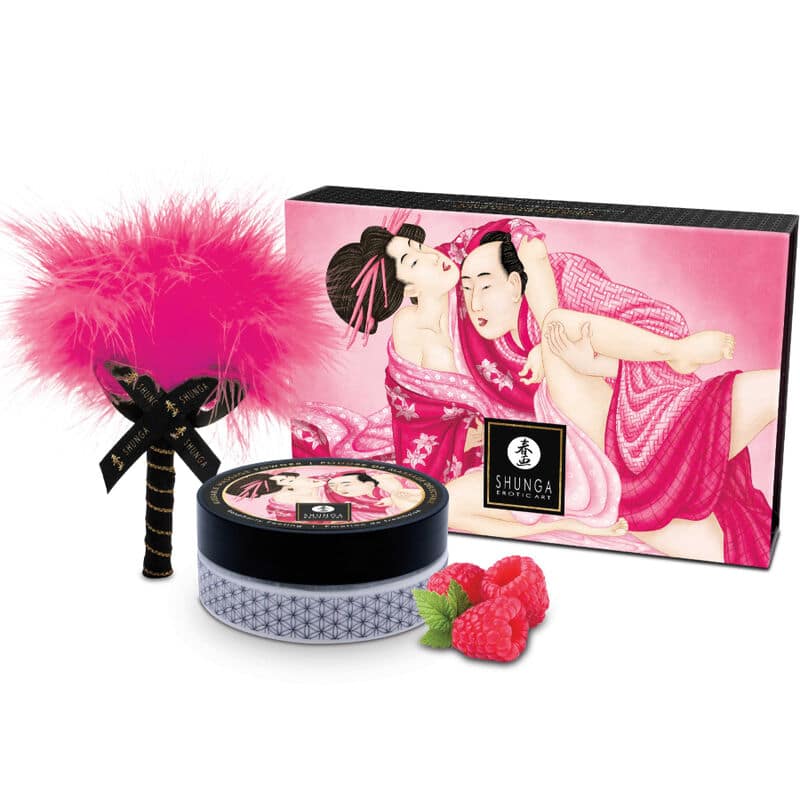 SHUNGA – KIT DE POUDRE DE MASSAGE COMESTIBLE FRAMBOISE
