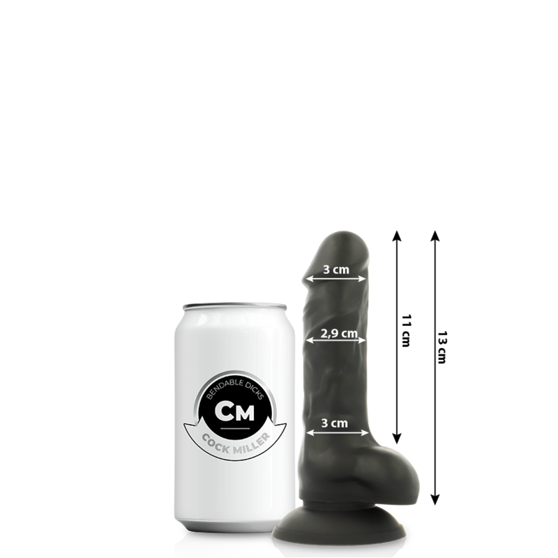 COCK MILLER – SILICONE DENSITÉ COCKSIL ARTICULABLE NOIR 13 CM