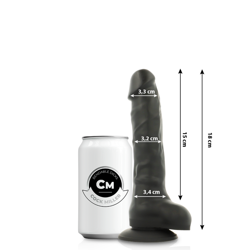 COCK MILLER – SILICONE DENSITÉ COCKSIL ARTICULABLE NOIR 18 CM