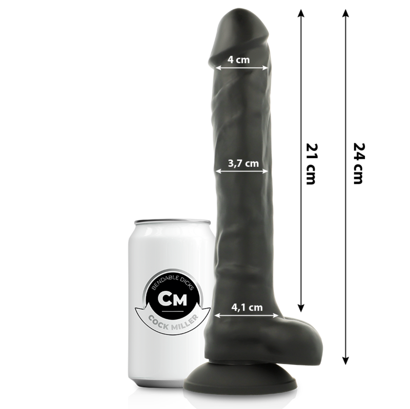 COCK MILLER – SILICONE DENSITÉ COCKSIL ARTICULABLE NOIR 24 CM