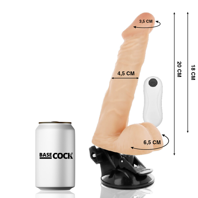 BASECOCK – VIBRATEUR ARTICULABLE TÉLÉCOMMANDE NATUREL 20 CM