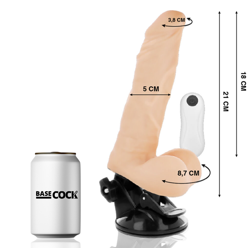 BASECOCK – VIBRATEUR ARTICULABLE TÉLÉCOMMANDE NATUREL 21 CM