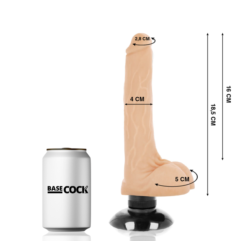 BASECOCK – VIBRATEUR RÉALISTE 2-1 NATUREL 18,5 CM