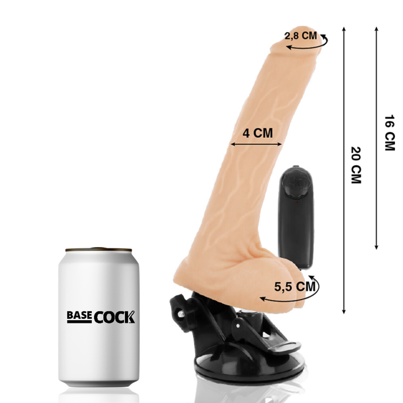 BASECOCK – VIBRATEUR NATUREL RÉALISTE TÉLÉCOMMANDE AVEC TESTICULES 20 CM