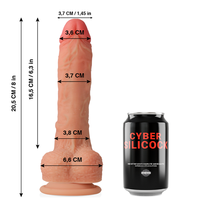 CYBER SILICOCK – CONNOR SILICONE LIQUIDE SOUPLE ULTRA RÉALISTE 20.5 CM -O- 3.7 CM