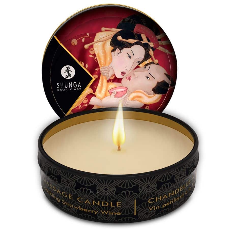 SHUNGA – MINI CARESSE AUX CHANDELLES FRAISES ET BOUGIE DE MASSAGE CAVA 30 ML