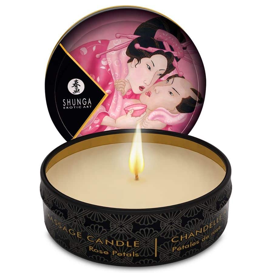 SHUNGA – BOUGIE DE MASSAGE MINI CARESS BY CANDELIGHT ROSES 30 ML