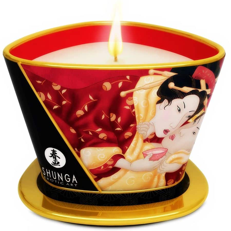SHUNGA – MINI CARESSE AUX BOUGIES FRAISES ET BOUGIE DE MASSAGE CAVA 170 ML