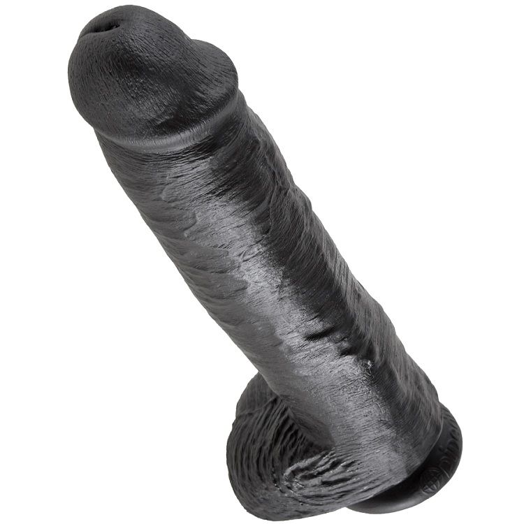 KING COCK – 11 GODE NOIR AVEC BOULES 28 CM