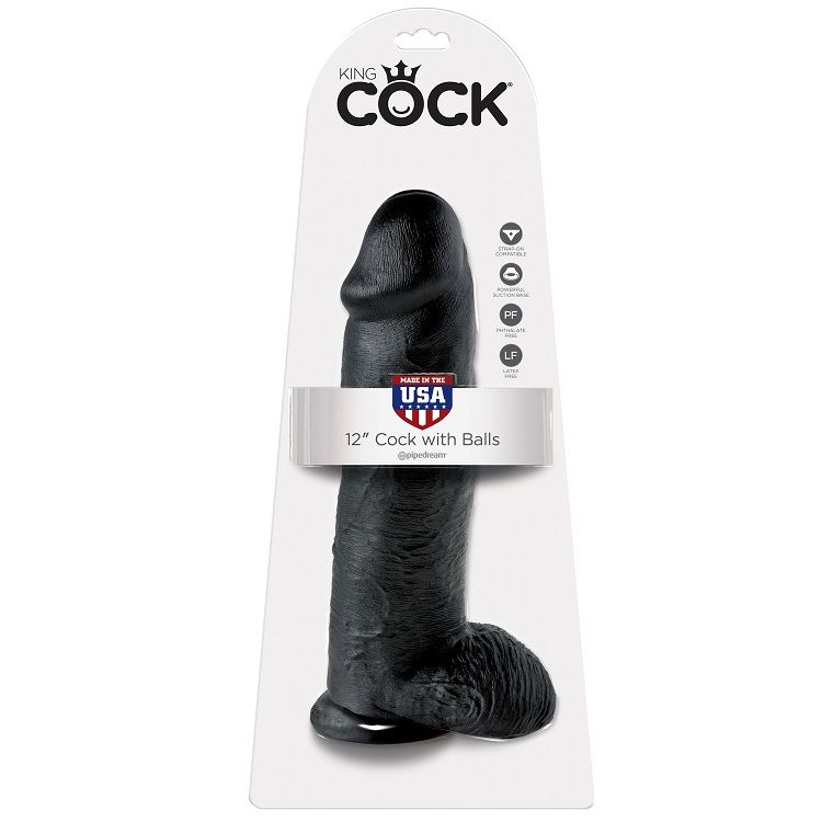 KING COCK – 12 GODE NOIR AVEC BOULES 30.48 CM