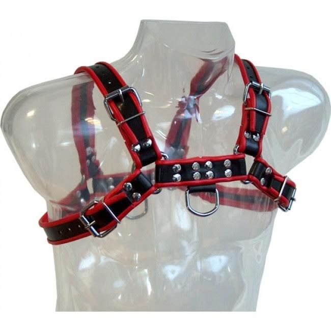 LEATHER BODY – HARNAIS DE CHAÎNE DE III NOIR / ROUGE