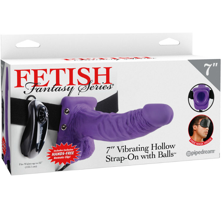 FETISH FANTASY SERIES – 7 STRAP-ON CREUX VIBRANT AVEC BILLES 17.8CM VIOLET