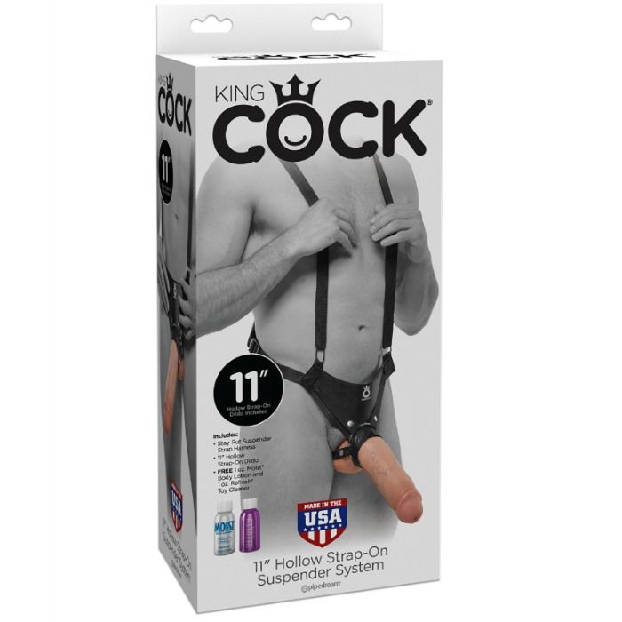 KING COCK – STRAP-ON AVEC GODE CREUX 28 CM ET SANGLES COULEUR CHAINE