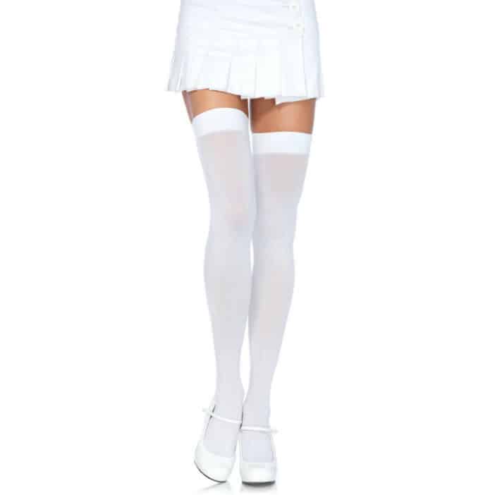 LEG AVENUE – CUISSES HAUTES EN NYLON BLANC