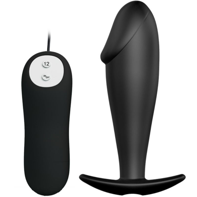 PRETTY LOVE – PLUG ANAL EN SILICONE FORME PÉNIS ET 12 MODES DE VIBRATION NOIR