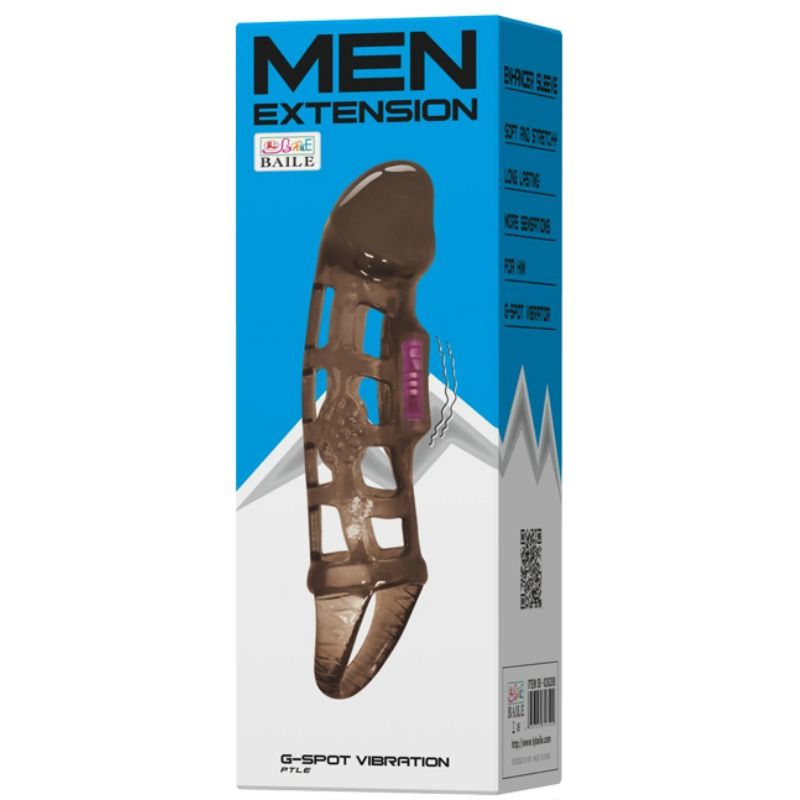 BAILE – MANCHON DEXTENSION DE PÉNIS DE AVEC VIBRATION ET SANGLE 13.5 CM