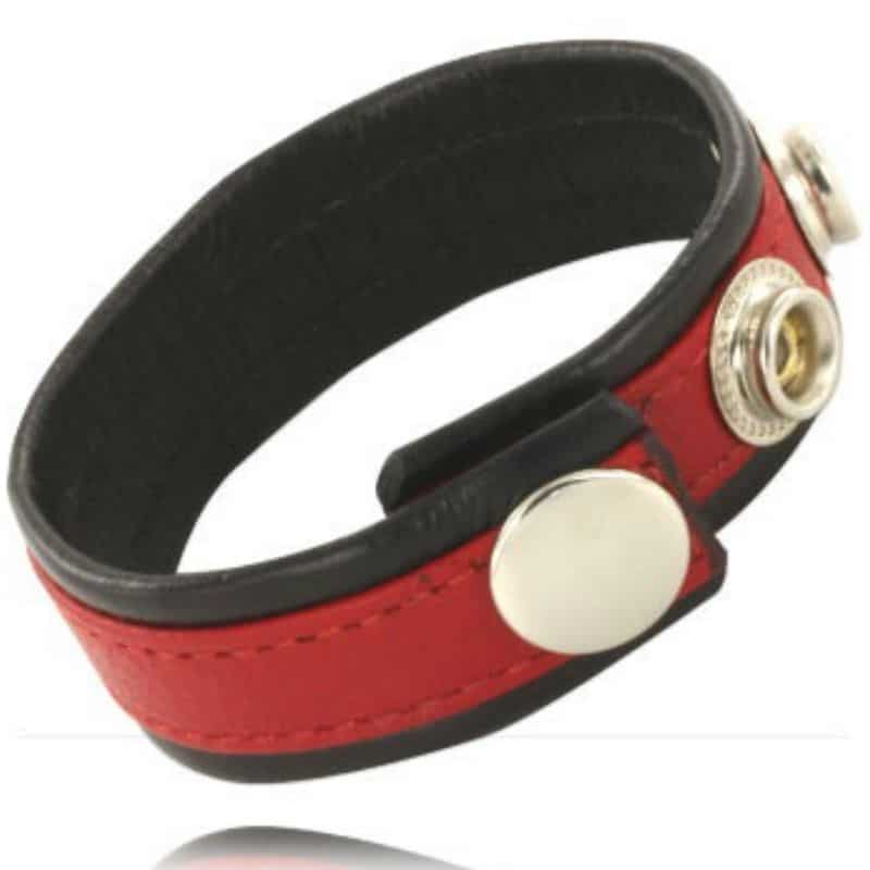 LEATHER BODY – BITE ET SANGLE  BALLES AVEC PRESSIONS – NOIR ET ROUGE