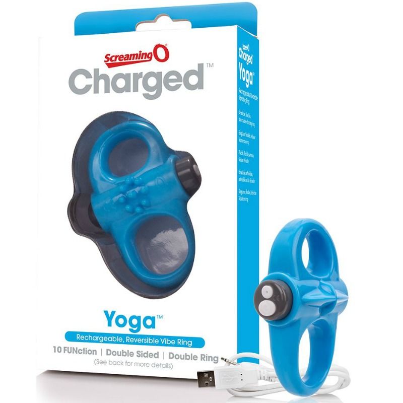 SCREAMING O – ANNEAU PÉNIEN VIBREUR RECHARGEABLE YOGA BLEU