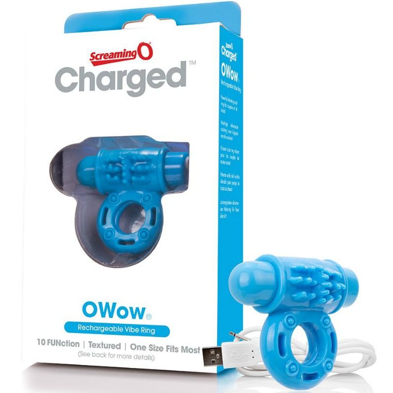 SCREAMING O – ANNEAU PÉNIEN VIBREUR WOW RECHARGEABLE BLEU