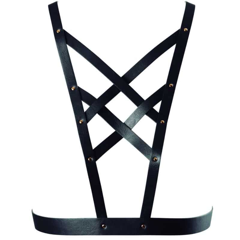 BIJOUX – INDISCRETS MAZE HARNAIS CROISÉ AVEC COLLIER NOIR