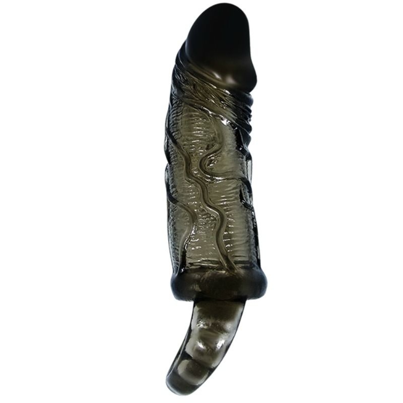 BAILE – HOUSSE DEXTENSION DE PÉNIS AVEC SANGLE POUR TESTICULES NOIR 13.5 CM