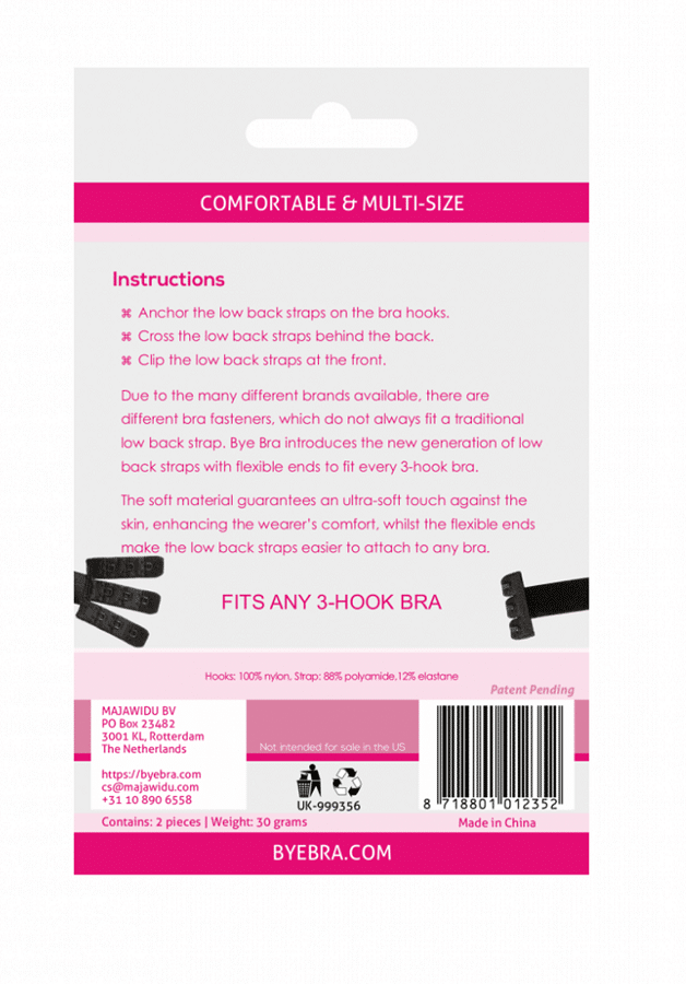 BYE-BRA – ADAPTATEUR DE SOUTIEN-GORGE À DOS OUVERT NOIR  BLANC