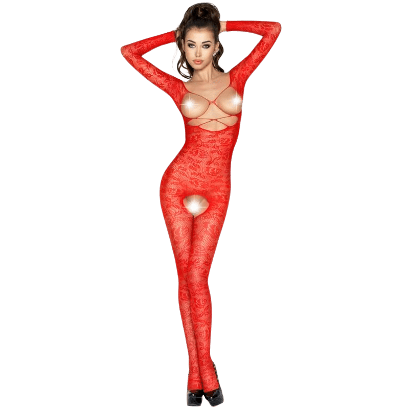 PASSION – FEMME BS031 BODYSTOCKING ROUGE TAILLE UNIQUE