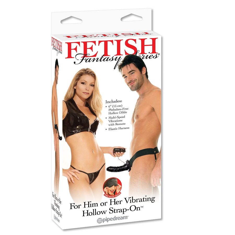 FETISH FANTASY SERIES – SANGLE CREUSE VIBRANTE POUR ELLE OU LUI NOIR