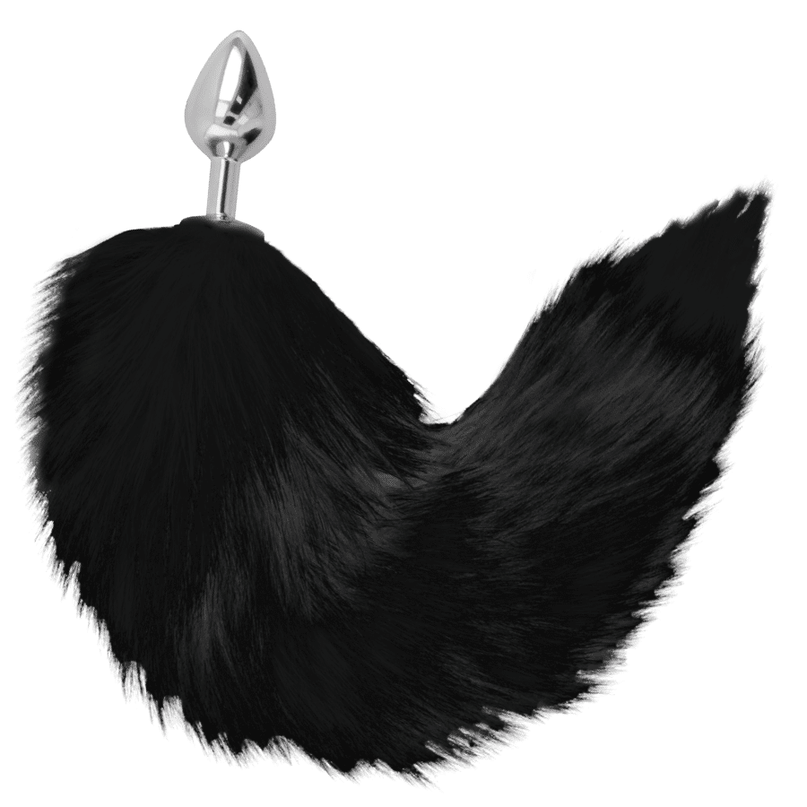DARKNESS – PLUG ANAL ARGENT 8 CM AVEC QUEUE NOIRE