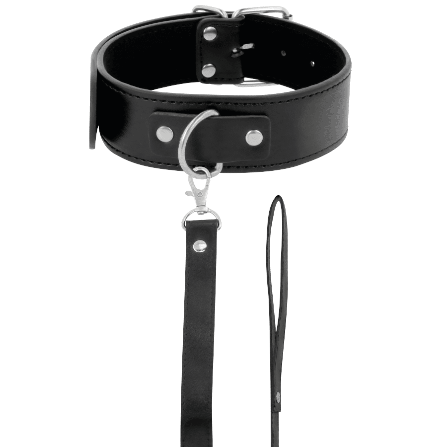 DARKNESS – COLLIER DE POSTURE AVEC CHAÎNE EN CUIR