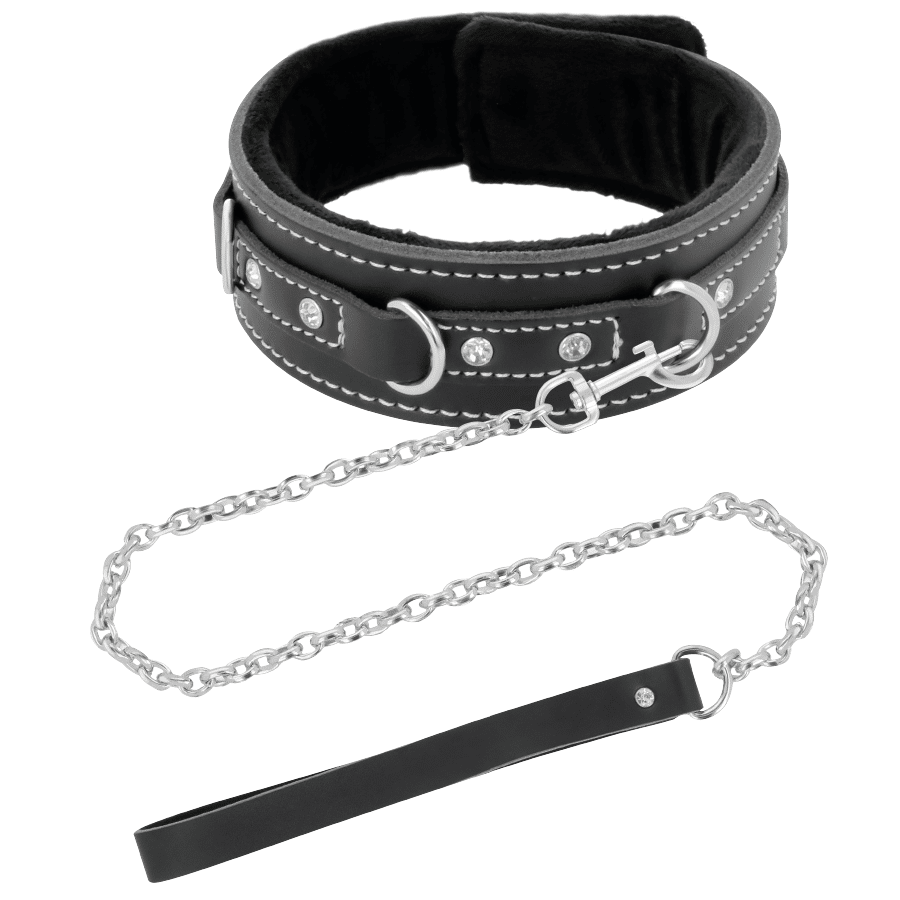 DARKNESS – COLLIER EN CUIR DE HAUTE QUALITÉ AVEC LAISSE
