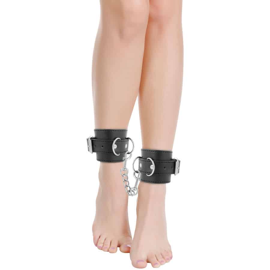 DARKNESS – MENOTTES DE CHEVILLE AJUSTABLES EN CUIR NOIR