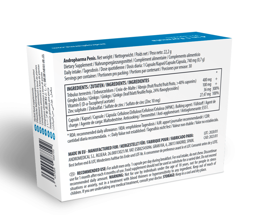 ANDROPHARMA PENIS – SUPPLÉMENT D »AGRANDISSEMENT DU PÉNIS